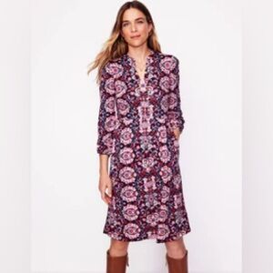Boden Naomi Relaxed Jersey Dress — Size 10L 🌸 Soft | Easy | Everyday Print
